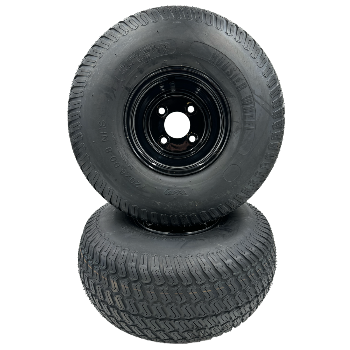 20x8.00-8 Turf Tire & Black Wheel Assembly - Set of 2 Compatible