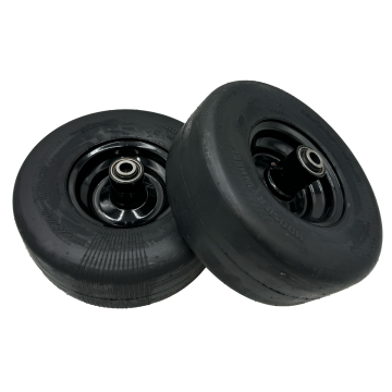 SET of 2 - 13x5.00-6 Flat Free Black Wheel Assembly - 3/4 Inch Axle (Compatible with 457211 1-634662, 103-5189, 103-0064, 103-3785)