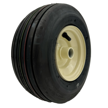 11x4.00-5 Beige Lawn Mower Wheel, Universal Fit, Rib Tread