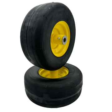 Set - 11x4.00-5 Flat Free Yellow Wheel - Compatible with JD TCA20363