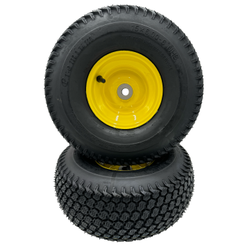 Set of 2 - 15x6.00-6 Lawn Mower Tire and Rim - 3/4 Inch Axle - Super Turf