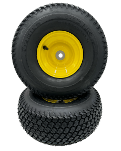 Set of 2 - 15x6.00-6 Lawn Mower Tire and Rim - 3/4 Inch Axle - Super Turf