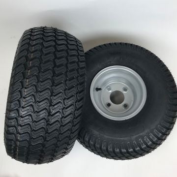 Set of 2 - Silver 20x10.00-8 Lawn Mower Tire and Rim