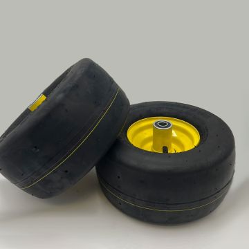 Set of 2 - 11x6.00-5 Smooth Yellow Wheel Assembly - Compatible with John Deere ZTrak (Z300)