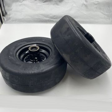 SET of 2 - 13x5.00-6 Flat Free Black Wheel Assembly - 3/4 Inch Axle (Compatible with 457211 1-634662, 103-5189, 103-0064, 103-3785)