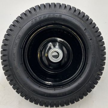 13x5.00-6 Black Wheel Assembly for Garden Wagons, Handcarts, and More - 5/8 Inch Axle, 3.75" Offset Hub